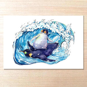 波乗りペンギンのポストカード