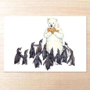 たい焼きが欲しいペンギンたちのポストカード
