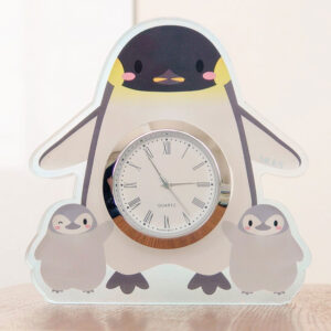 親子ペンギンのアクリル時計
