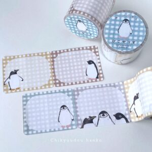 消しゴムはんこの印影をデザインに使用したロールふせんです。