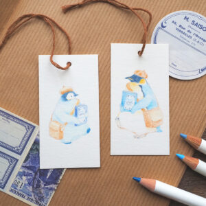 1枚ずつ手描きのメッセージタグ。