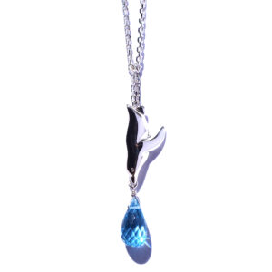 ブルトパ・銀ダイビングペンギンチャーム式ネックレス(下向き・1羽)